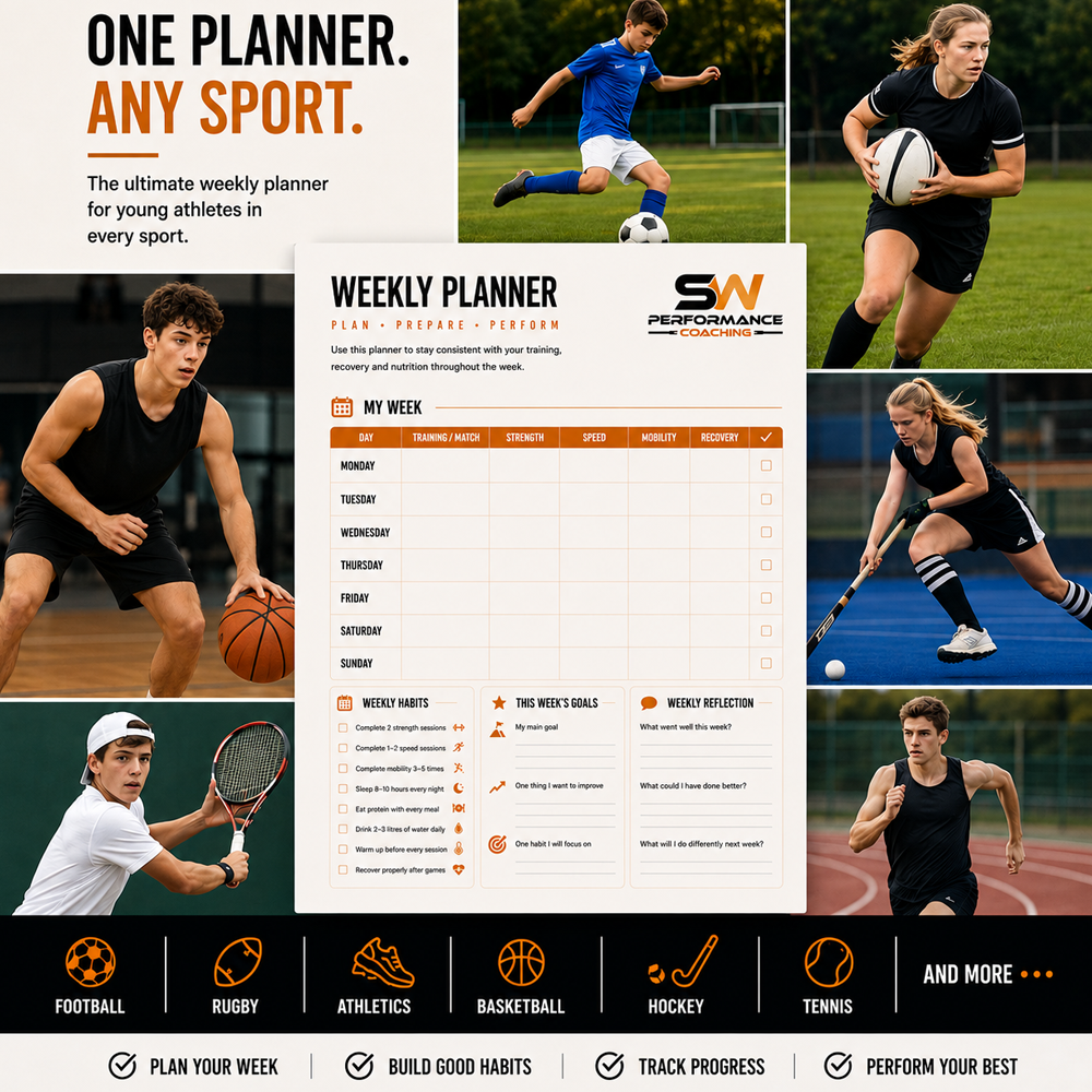 Weekly Sports Training Planner for Young Athletes – Printable A4 PDF- Digital download